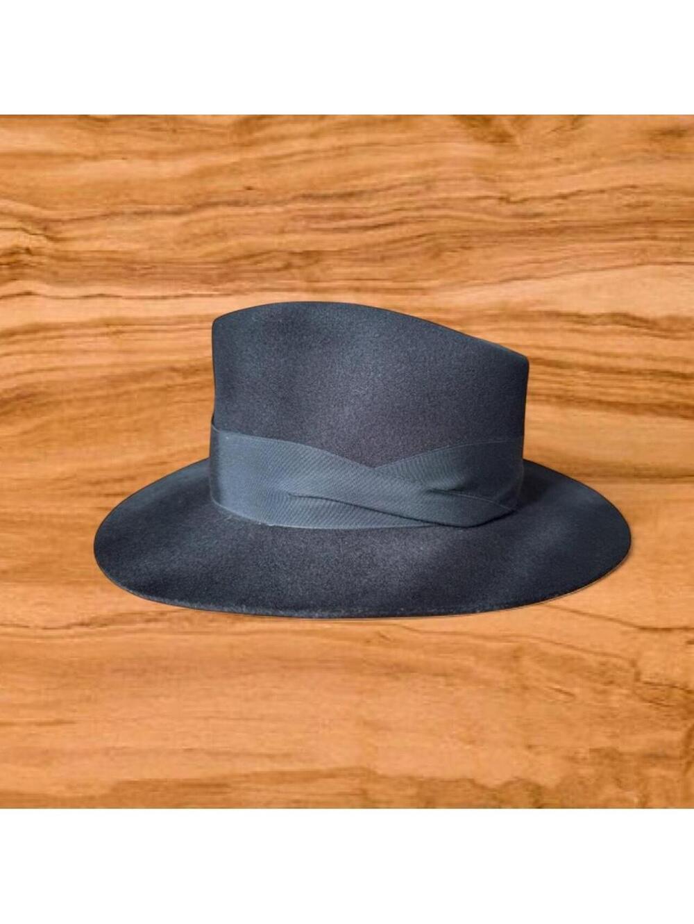Rare Vintage 1950s Mallory by Stetson Black Felt Fedora Hat